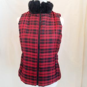 Lauren Red & Black Plaid Vest